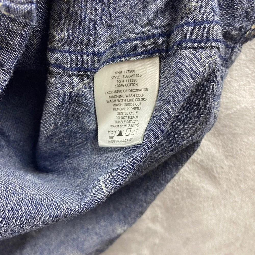 Levi's Mens Large Short Sleeve Button Up Shirt Chambray‎ Denim Leaf Skater
